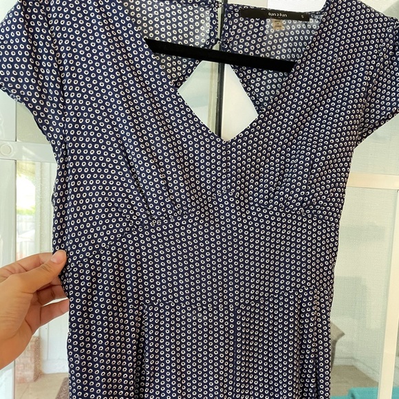 Fun 2 fun blue patterned cutout open back romper with tie - Picture 7 of 13